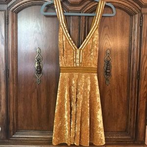 Free People Gold Crushed Velvet Minidress